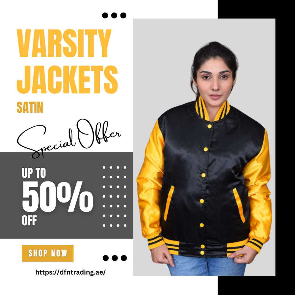 Satin polyester varsity jacket