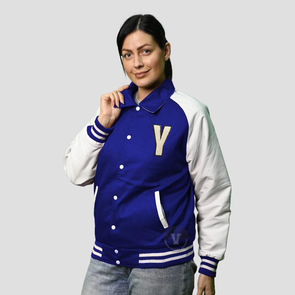 Royal Blue and White Varsity Jacket
