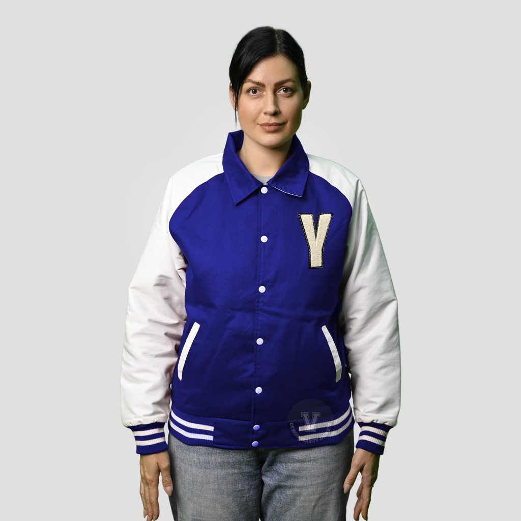 Royal Blue and White Varsity Jacket