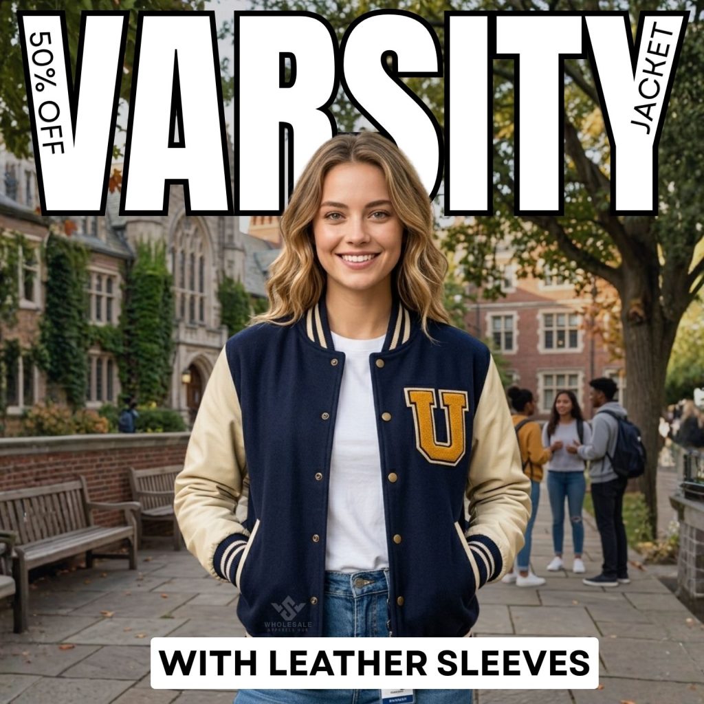 50% oFF Varsity Jackets With Leather Sleeves