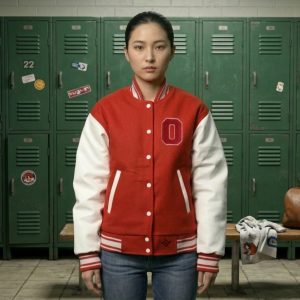 Red And White Women Letterman Jackets