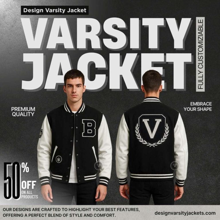 Black Varsity Jacket with White Sleeves