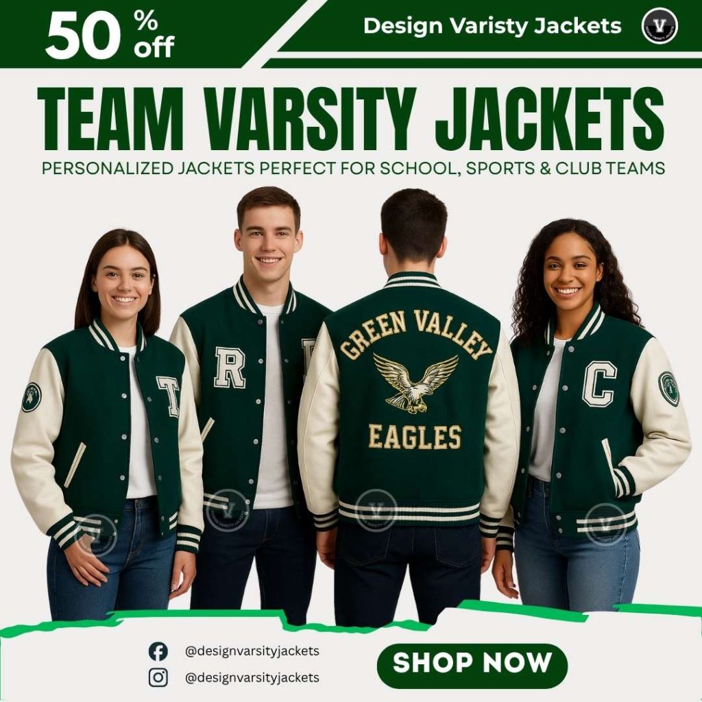 Green and White Varsity Jackets for Teams